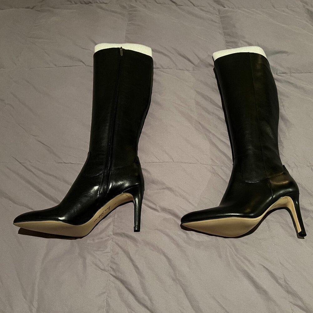 Sam Edelman Black Leather Pointy Toe High Heel Boots - Size 7.5M